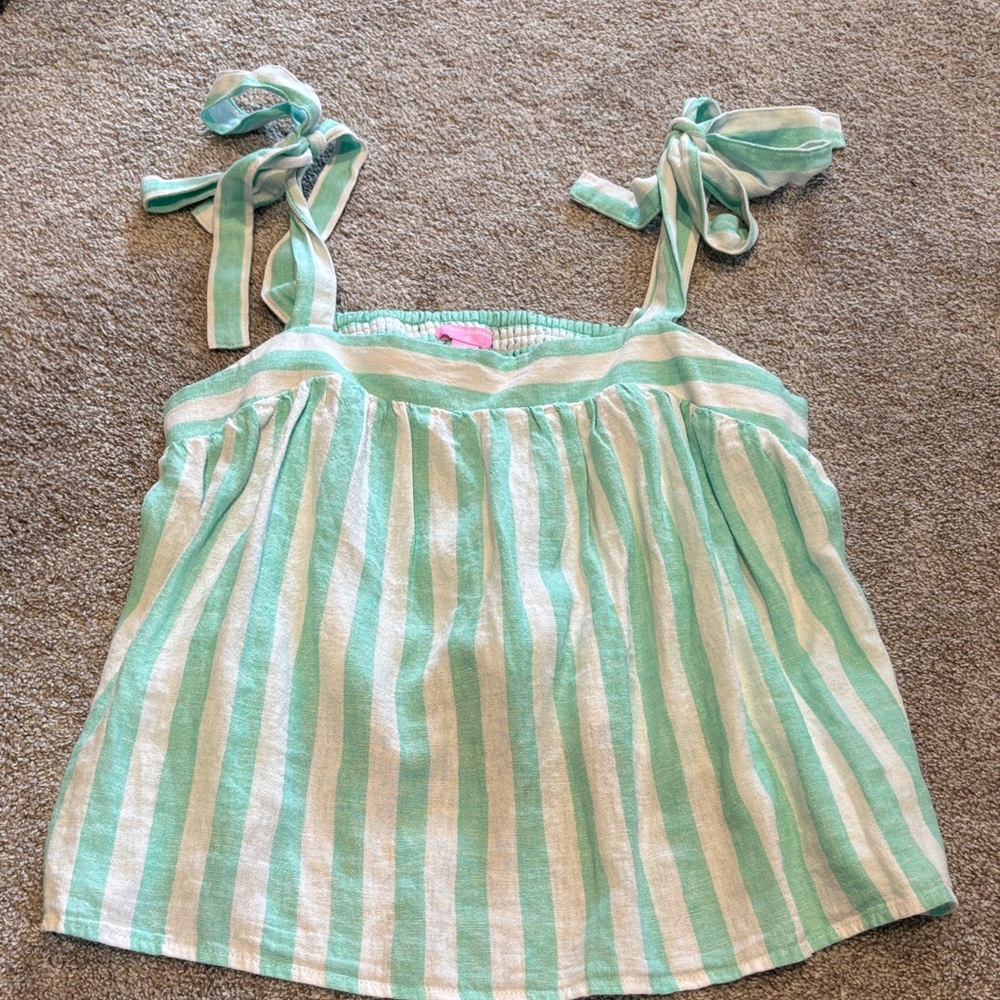 Striped Green and White Top